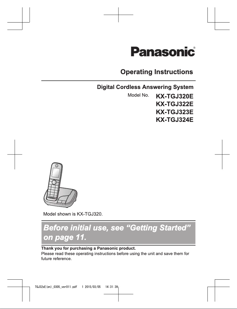 Page 1 de la notice Manuel utilisateur Panasonic KX-TGJ323E