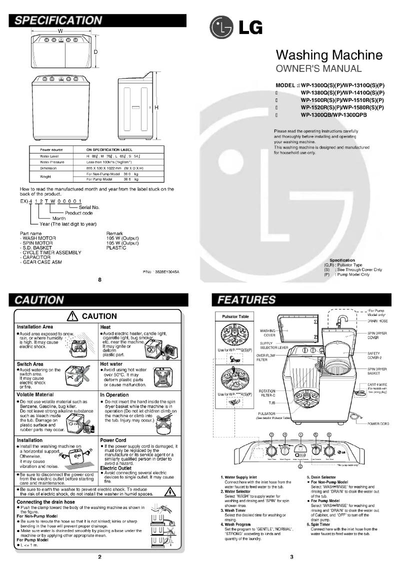 Page 1 de la notice Manuel utilisateur LG WP-1520RSP