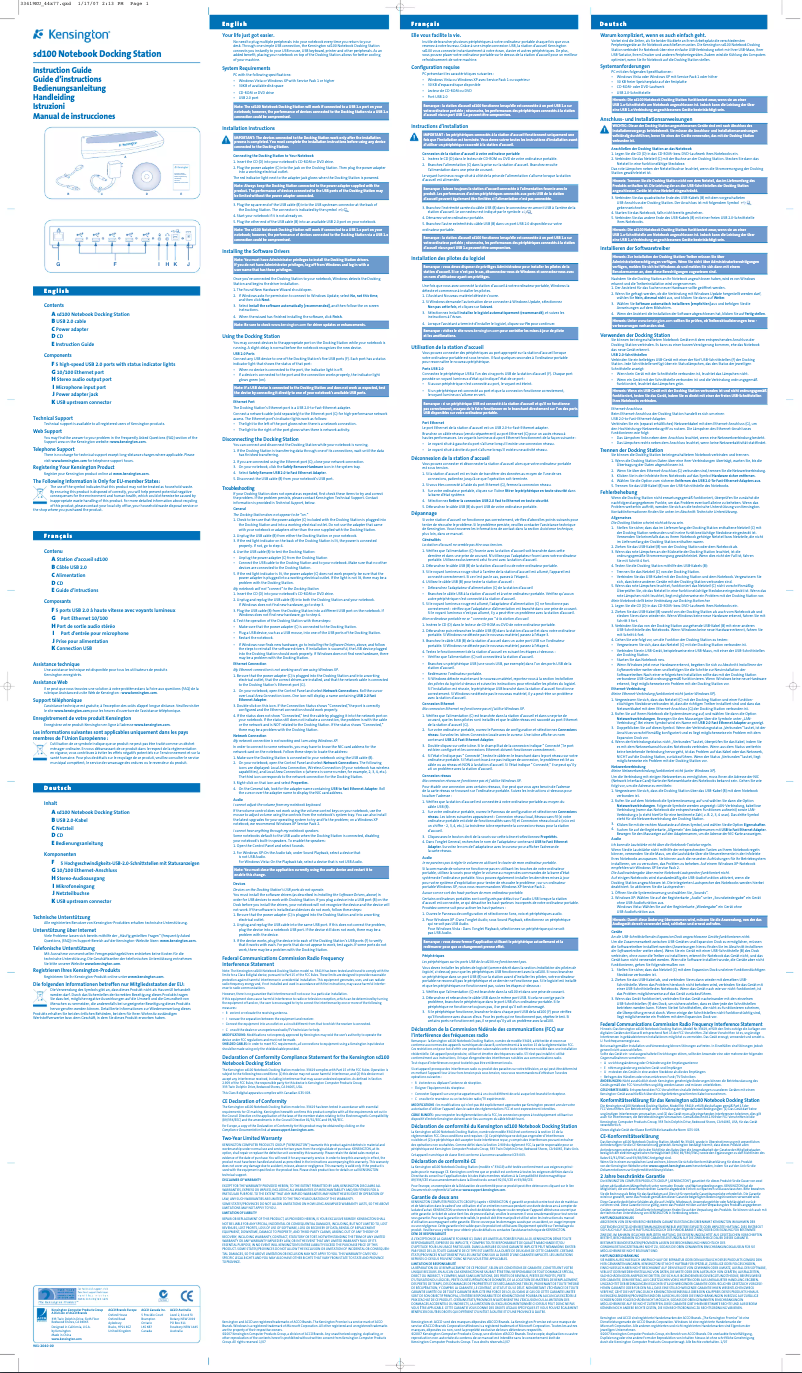 Page n°1 - Manuel utilisateur Kensington SD100