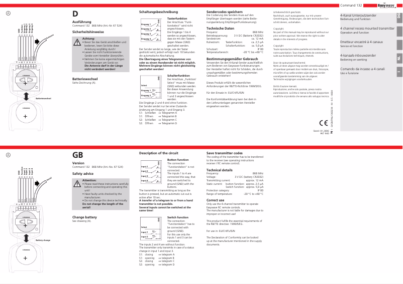 Page 1 de la notice Manuel utilisateur Marantec Easywave Command 132