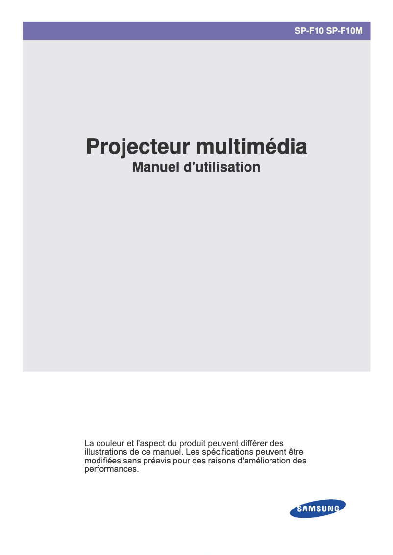 Image de la première page du manuel de l'appareil SP-F10