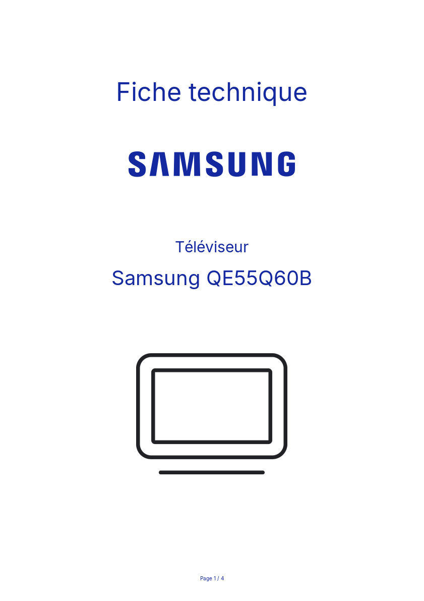 Page n°1 - Fiche technique Samsung QE55Q60B