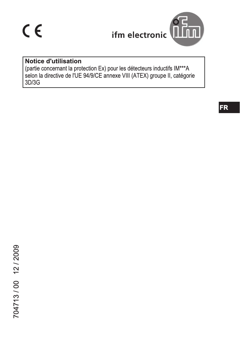 Page 1 de la notice Manuel utilisateur IFM IM503A