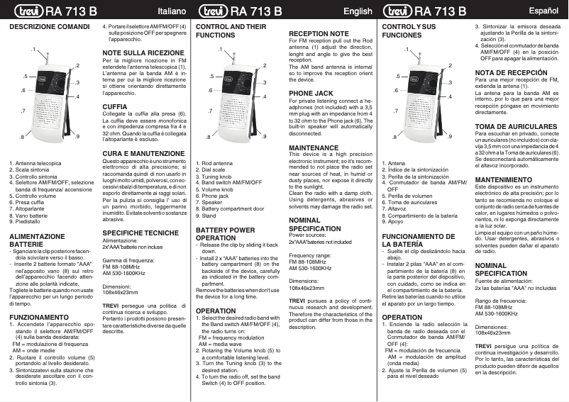 Página 1 del manual Manual de usuario Trevi RA 713 B