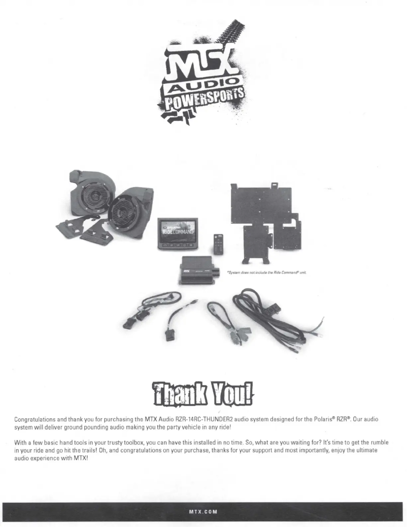 Page 1 de la notice Manuel utilisateur MTX Audio RZR-14RC-THUNDER2