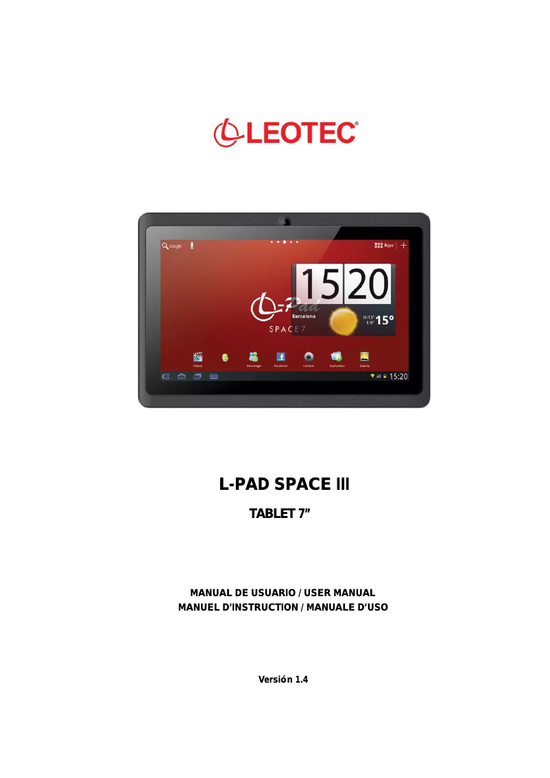 Image de la première page du manuel de l'appareil L-Pad Space III LE-TAB703