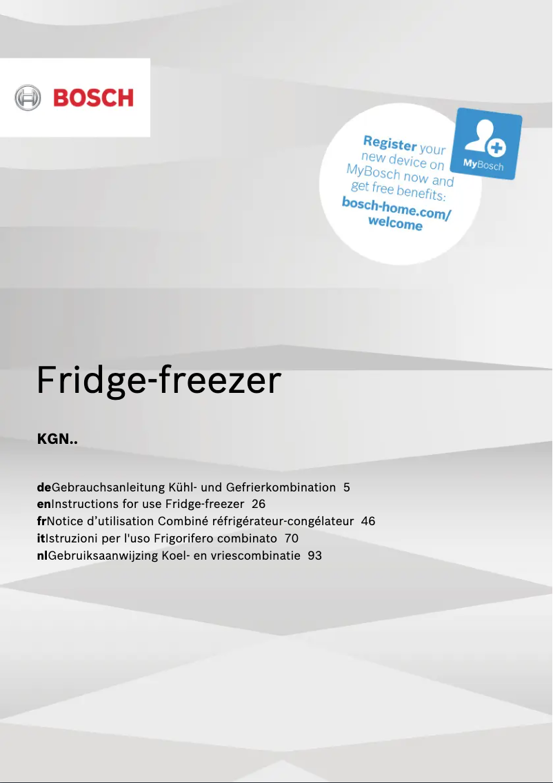 Page n°1 - Manuel utilisateur Bosch KGN36VIEB