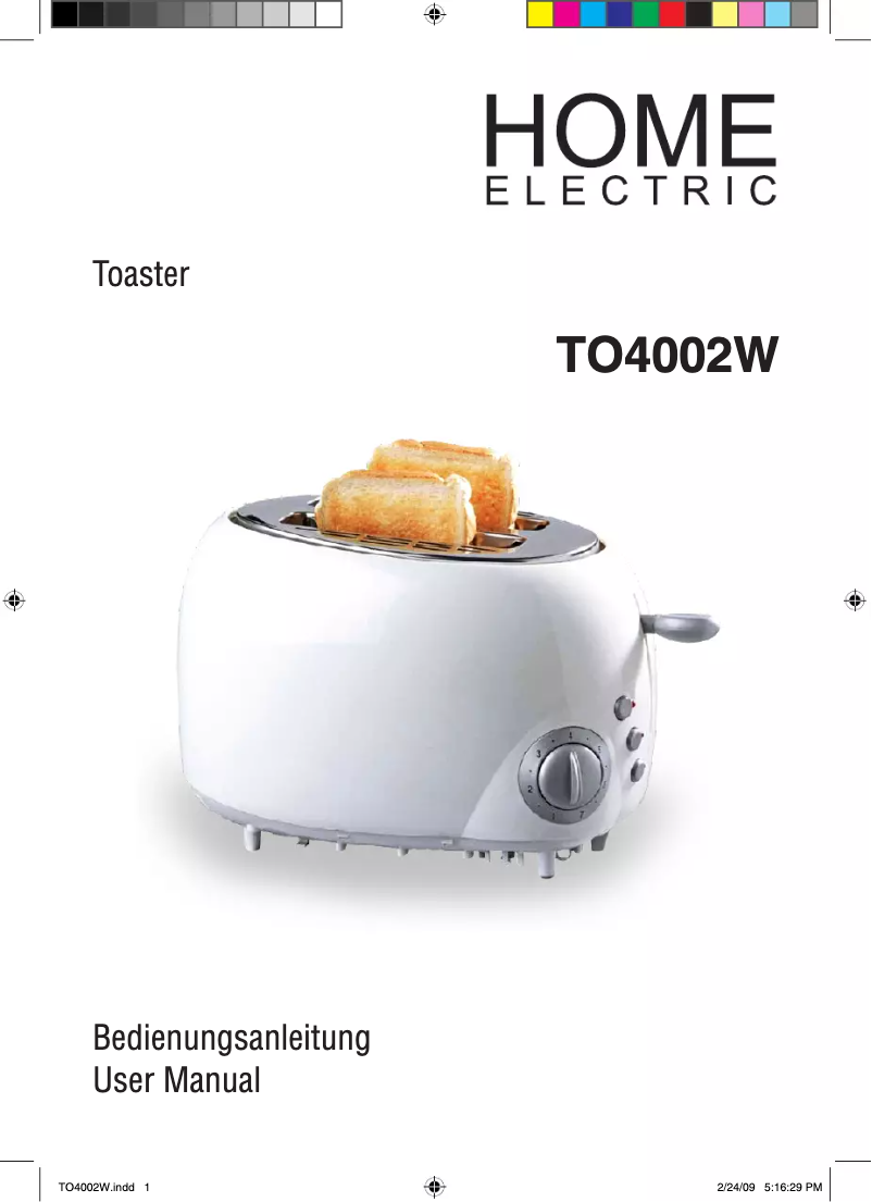 Page 1 de la notice Manuel utilisateur Home Electric TO4002W