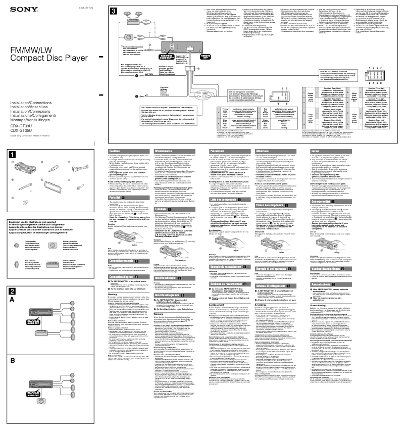 Page 1 de la notice Guide d'installation Sony CDX-GT35U