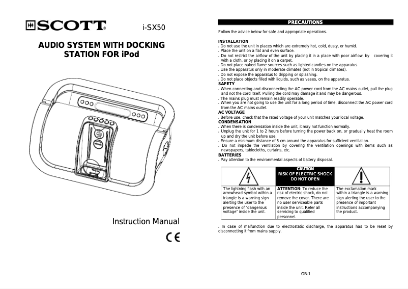 Page 1 de la notice Manuel utilisateur Scott I-SX 50 BK