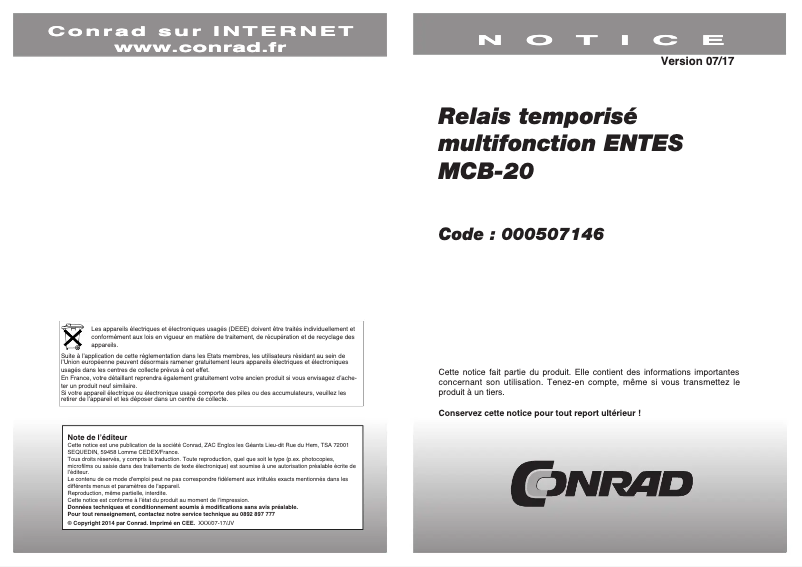 Page n°1 - Manuel utilisateur ENTES MCB-20