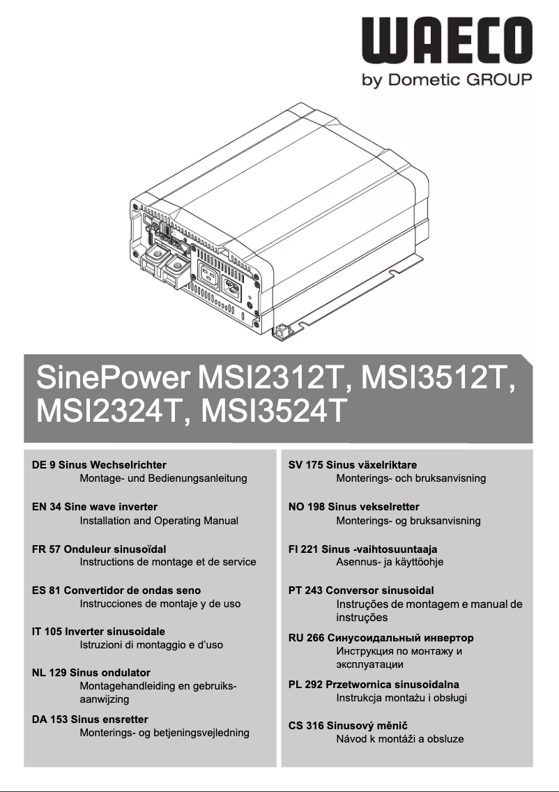 Page 1 de la notice Manuel utilisateur Waeco SinePower MSI3524T