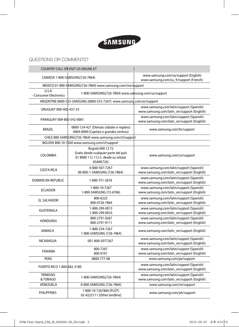 Page 1 de la notice Manuel utilisateur Samsung AM012JNFDCH