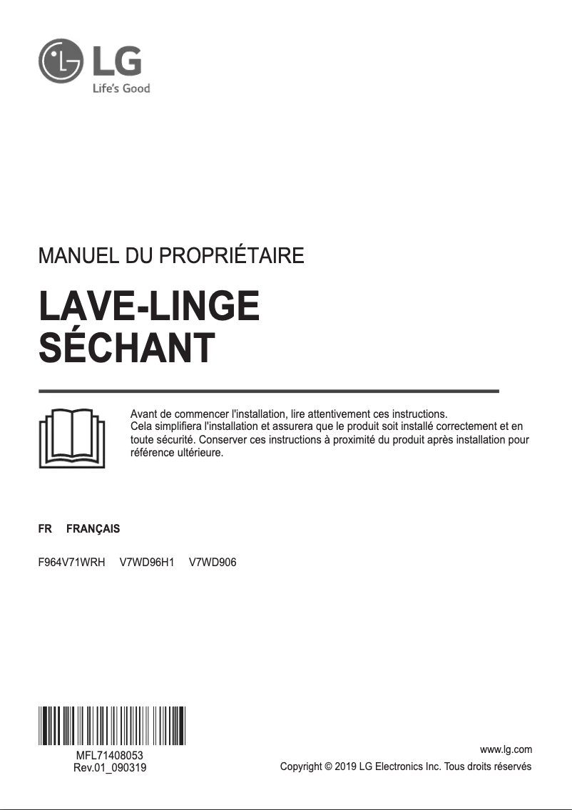 Page n°1 - Manuel utilisateur LG V7WD96H1