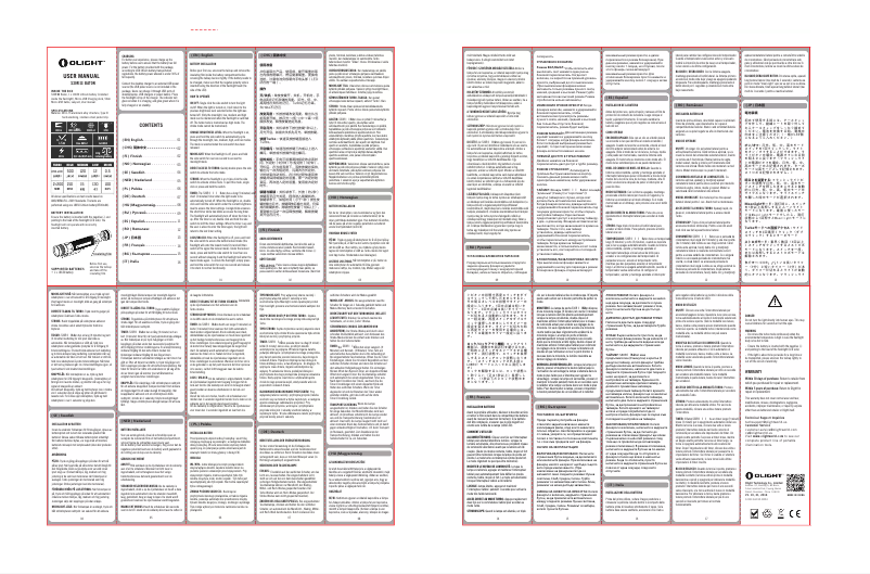 Page 1 de la notice Manuel utilisateur Olight S30RIII Baton