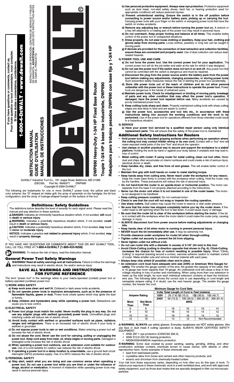 Image de la première page du manuel de l'appareil DWP690
