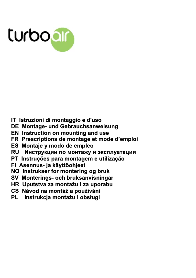 Page n°1 - Manuel utilisateur Turbo air Imperia
