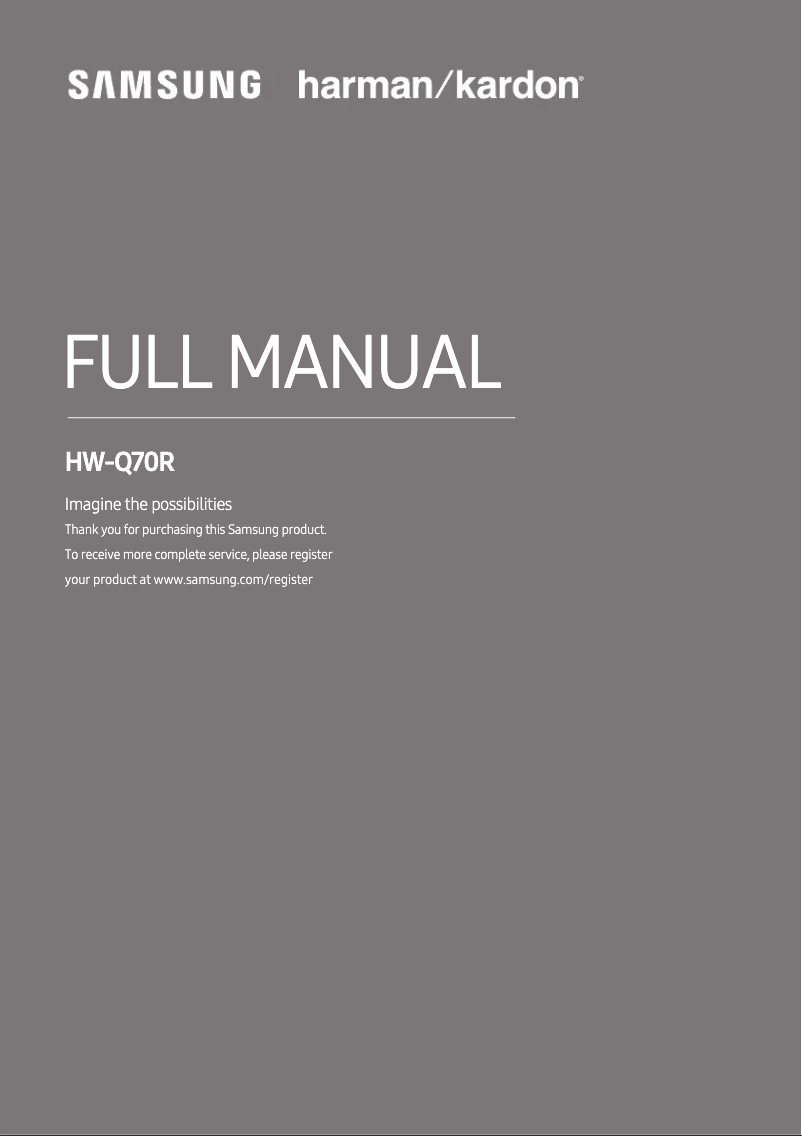 Image de la première page du manuel de l'appareil Harman Kardon HW-Q70R