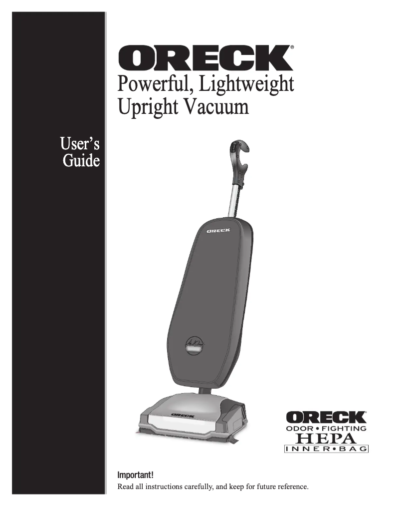 Page 1 de la notice Manuel utilisateur Oreck Axis Upright UK3721QPC