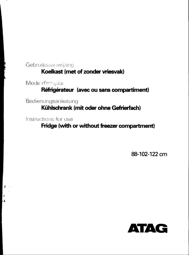 Page 1 de la notice Manuel utilisateur Atag KD6122BG