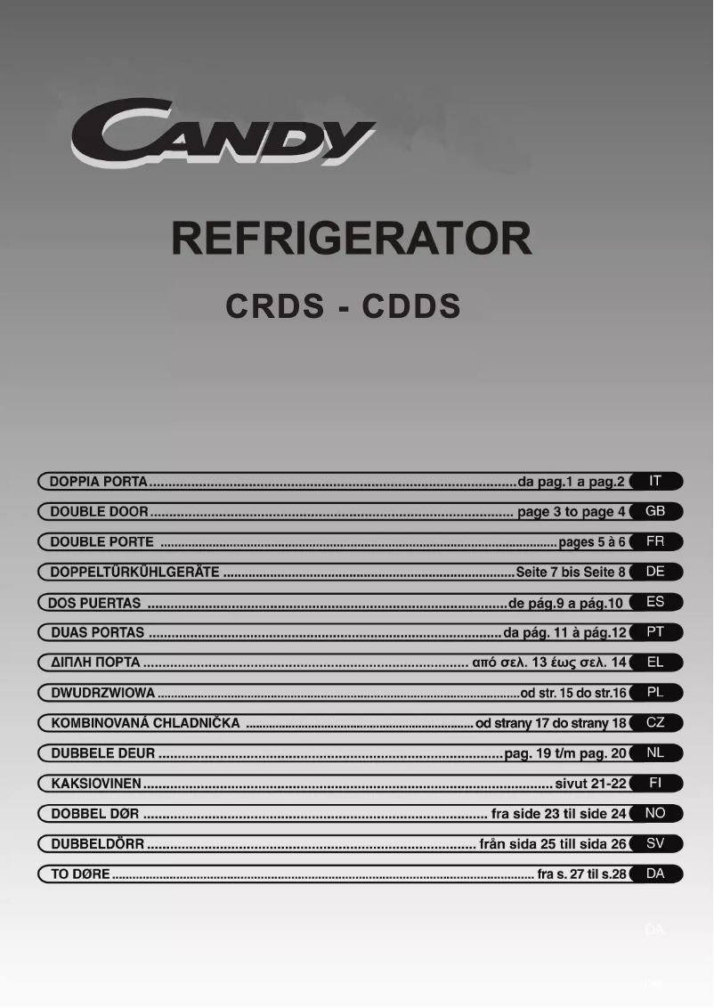 Page n°1 - Manuel utilisateur Candy CRDS 5120 W