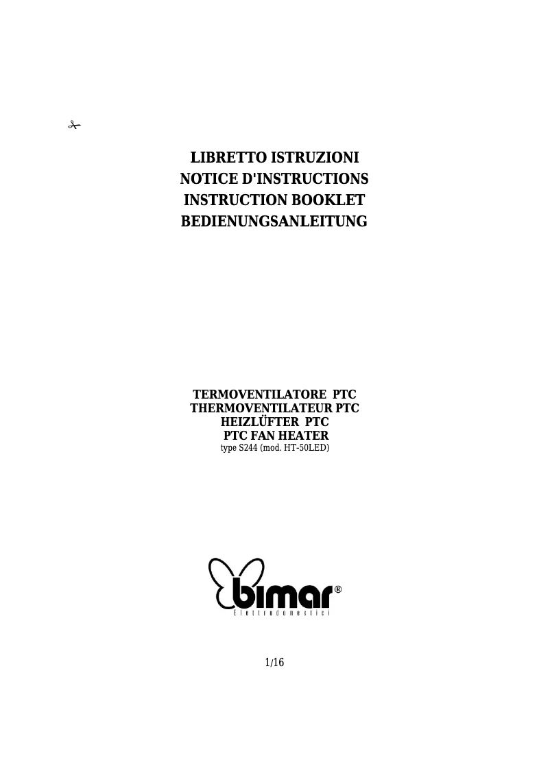 Page 1 de la notice Manuel utilisateur Bimar S244.EU