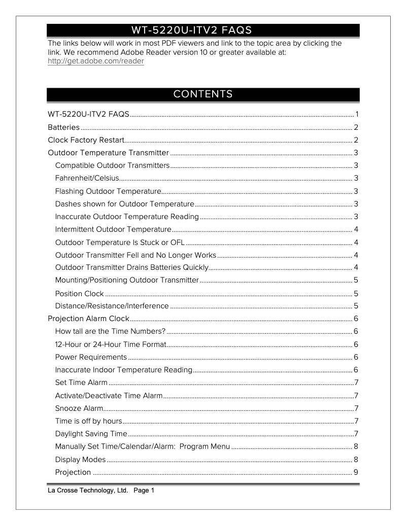 Image de la première page du manuel de l'appareil WT-5220U-ITV2