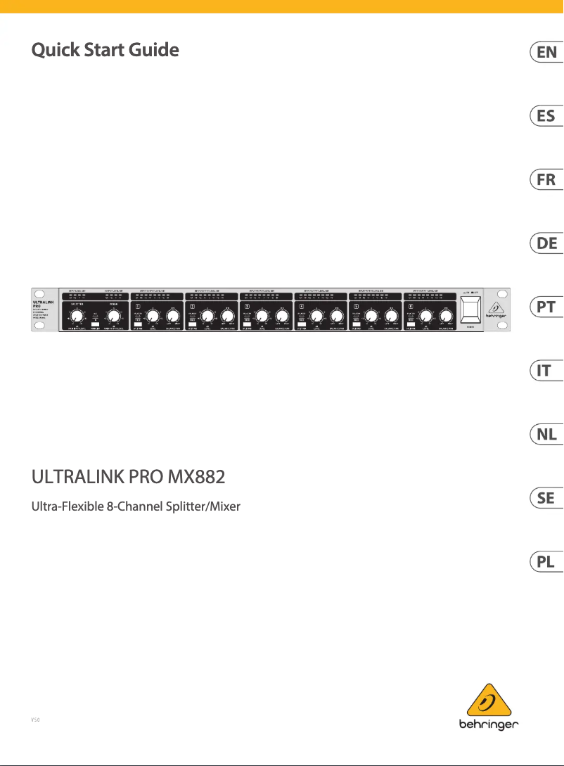 Page n°1 - Guide de démarrage rapide Behringer Ultralink Pro MX882