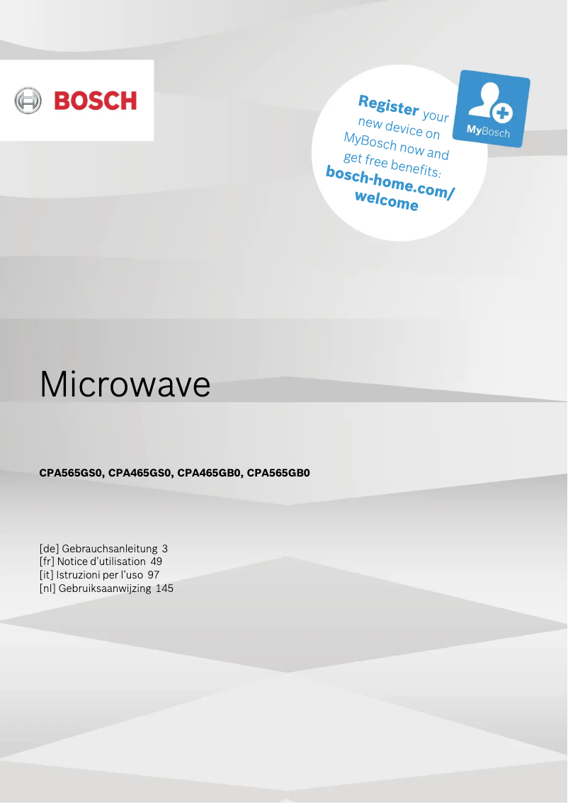 Page 1 de la notice Manuel utilisateur Bosch CPA465GS0