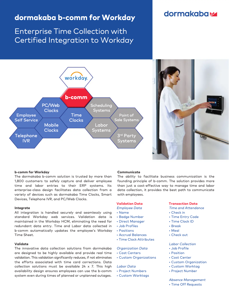 Page 1 de la notice Fiche technique Dormakaba B-COMM