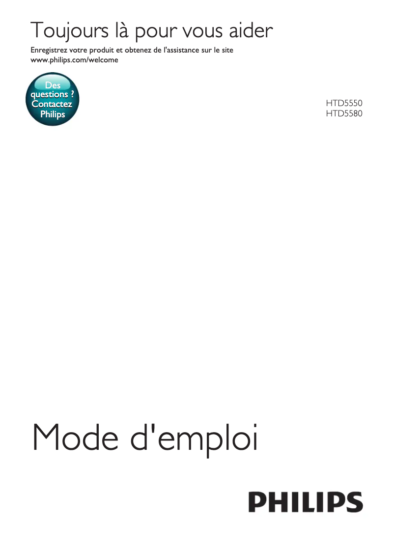 Page 1 de la notice Manuel utilisateur Philips HTD5580