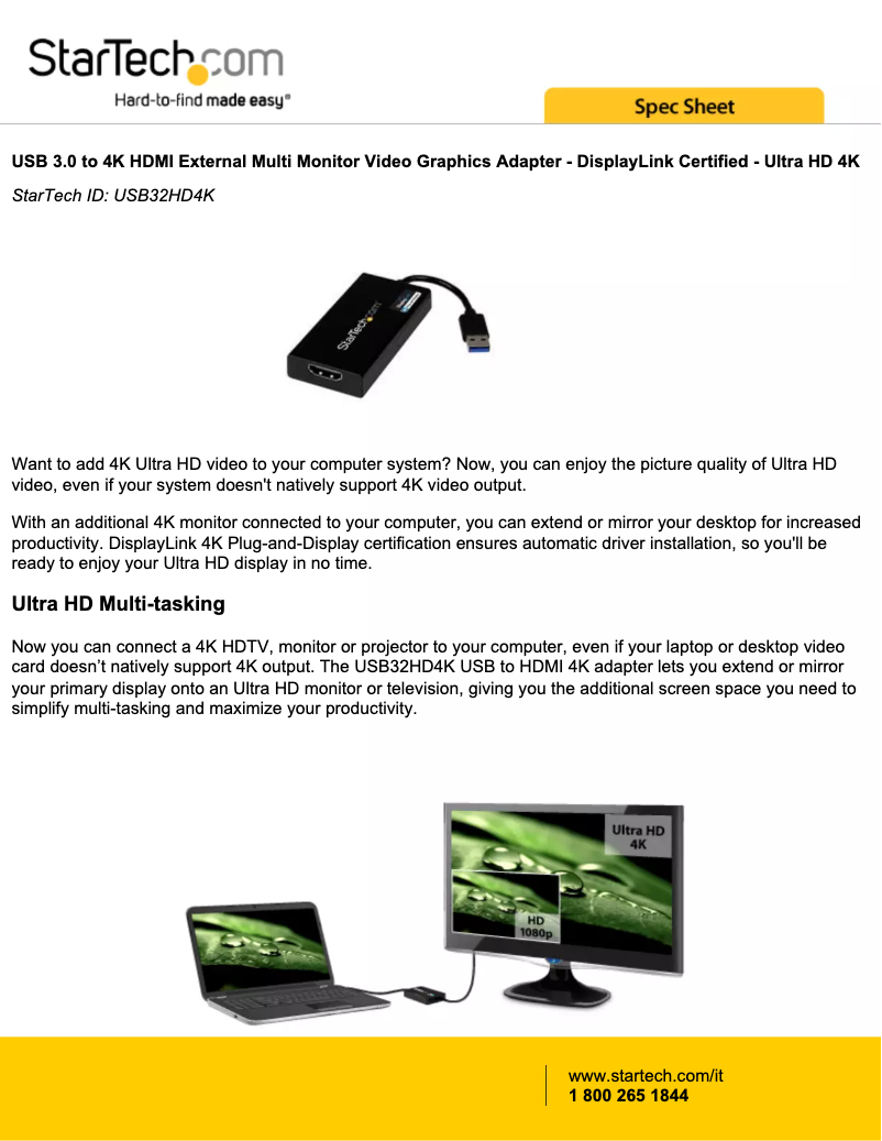 Page 1 de la notice Brochure StarTech.com USB32HD4K