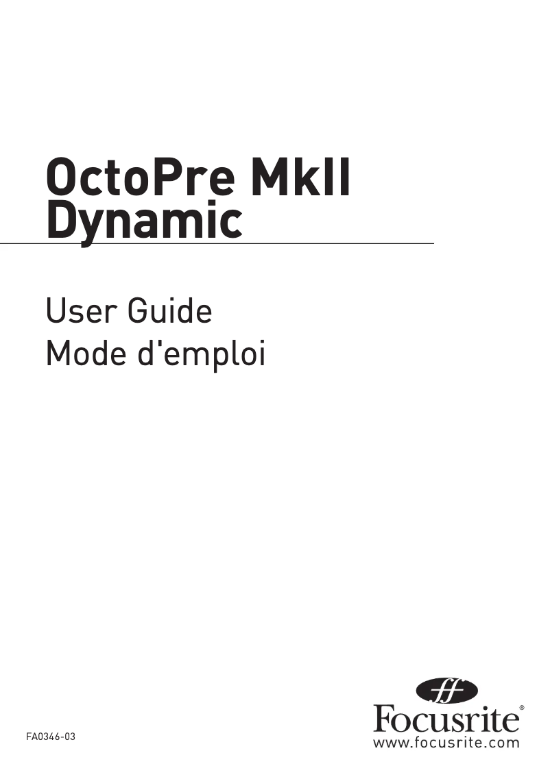 Page n°1 - Manuel utilisateur Focusrite OctoPre MKII Dynamic