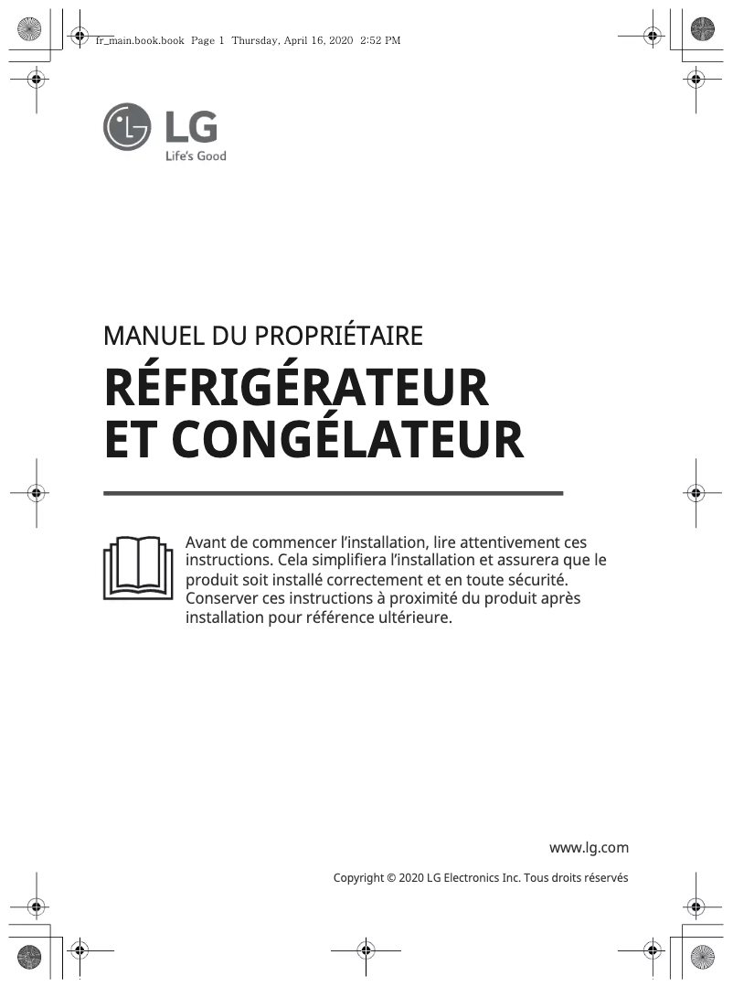 Page 1 de la notice Manuel utilisateur LG GC-S682HLHN