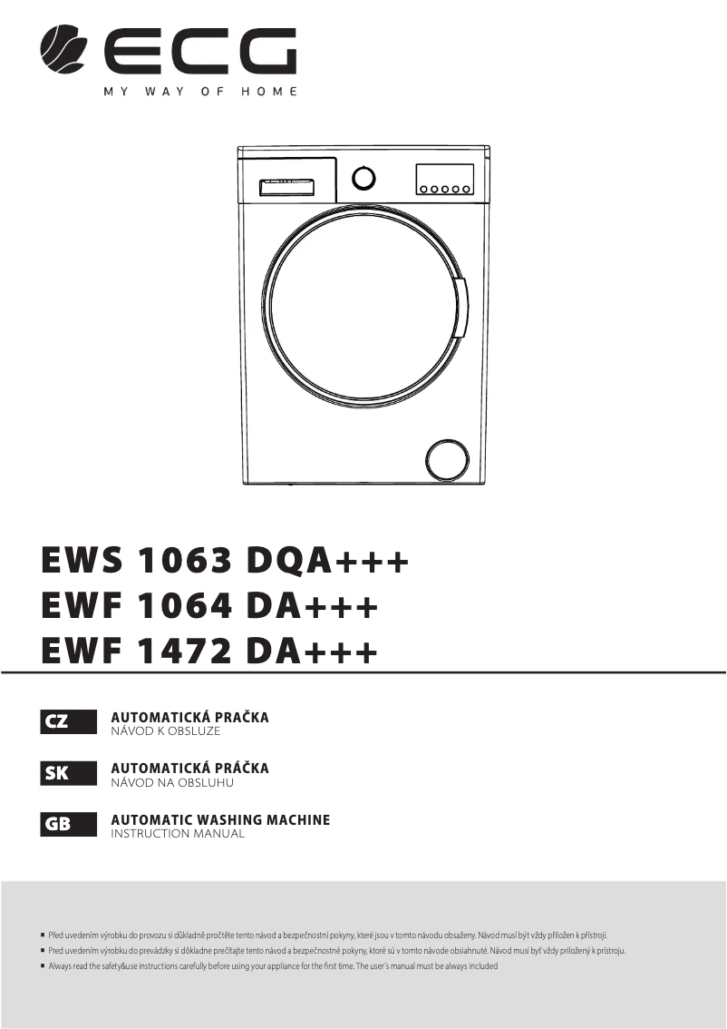Page 1 de la notice Manuel utilisateur ECG EWF 1472 DA+++