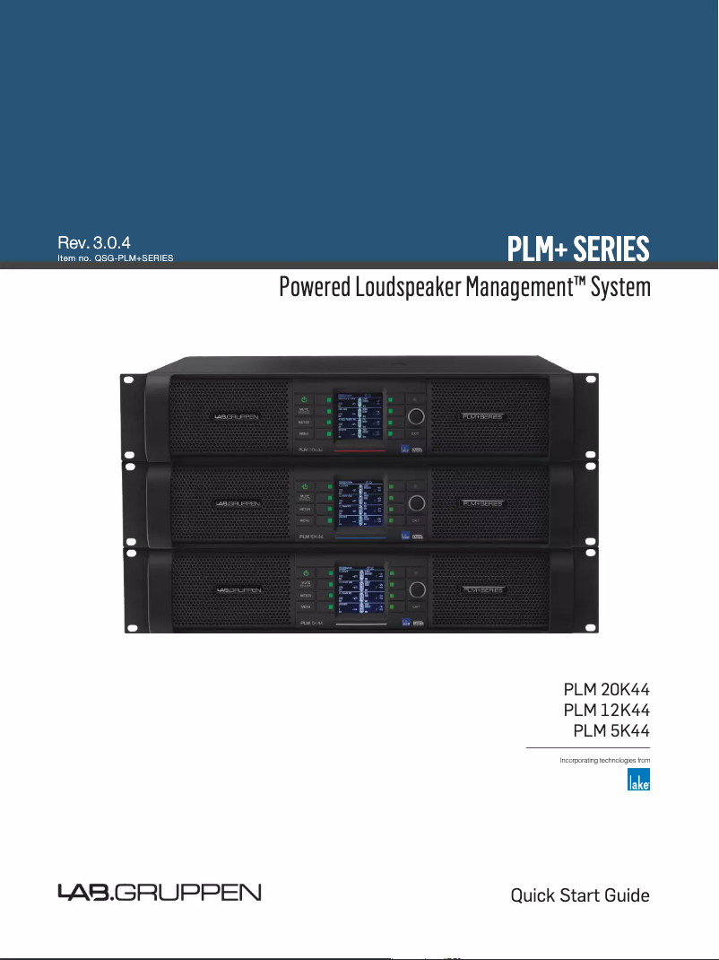 Page 1 de la notice Guide de démarrage rapide Lab Gruppen PLM 12K44 SP