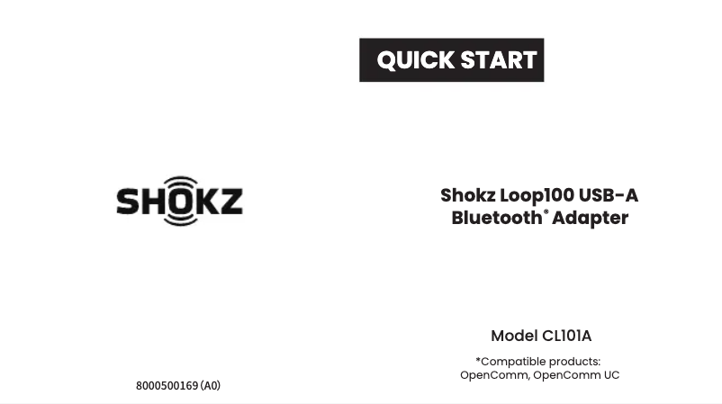 Page 1 de la notice Manuel utilisateur Shokz Loop 110 USB-A
