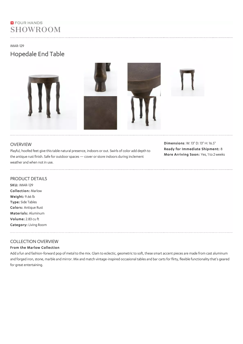 Page 1 de la notice Manuel utilisateur Four Hands IMAR-129