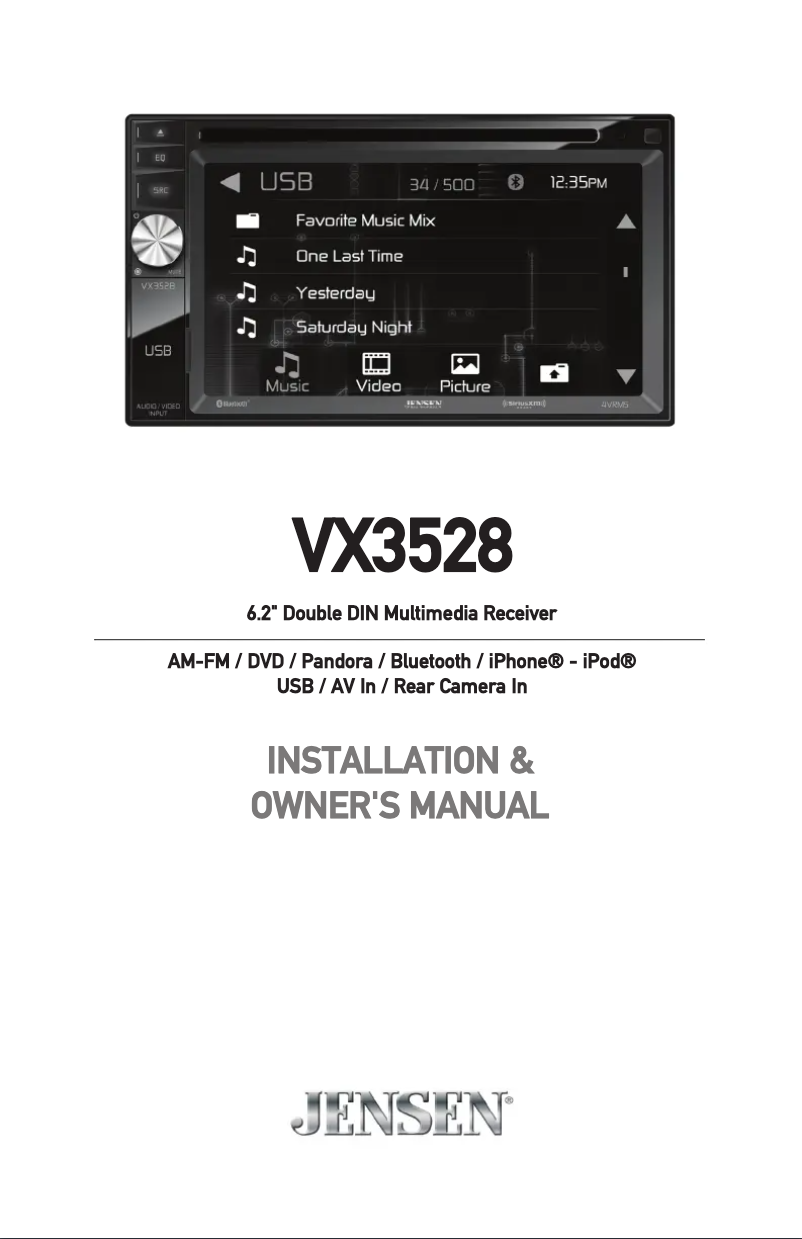 Page 1 de la notice Manuel utilisateur Jensen VX3528