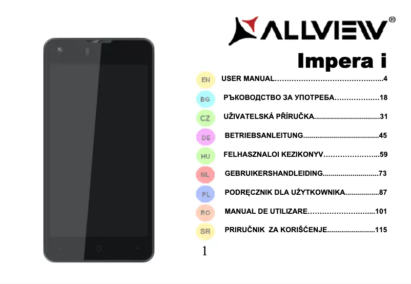 Page 1 de la notice Manuel utilisateur Allview Impera i8