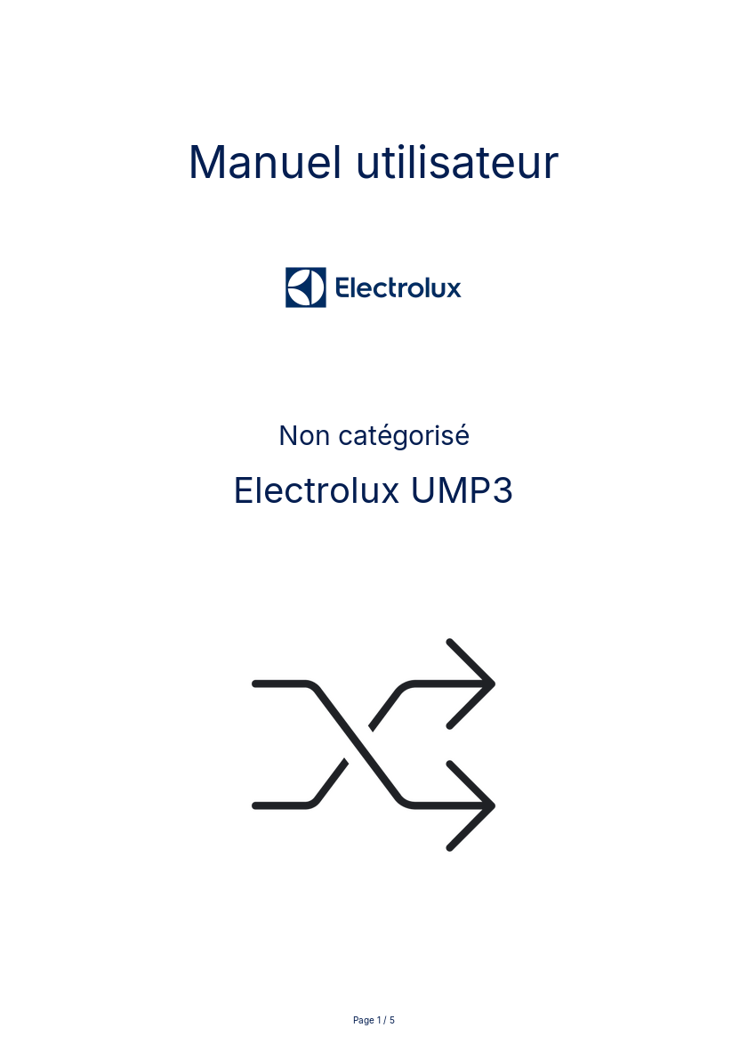 Page n°1 - Manuel utilisateur Electrolux UMP3