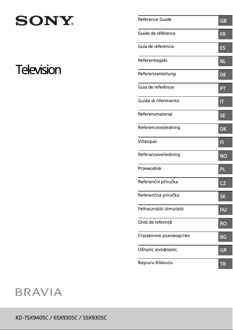 Image de la première page du manuel de l'appareil Bravia KD-65X9305C