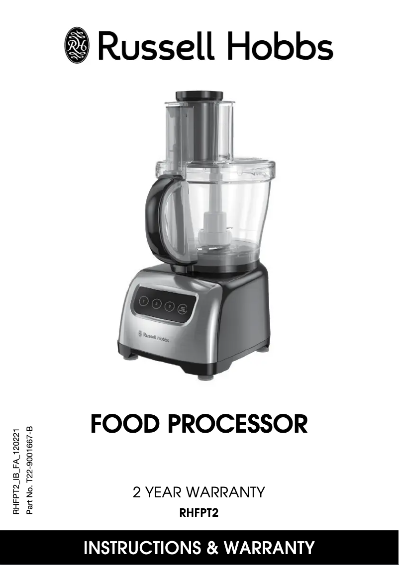 Page 1 de la notice Manuel utilisateur Russell Hobbs RHFPT2