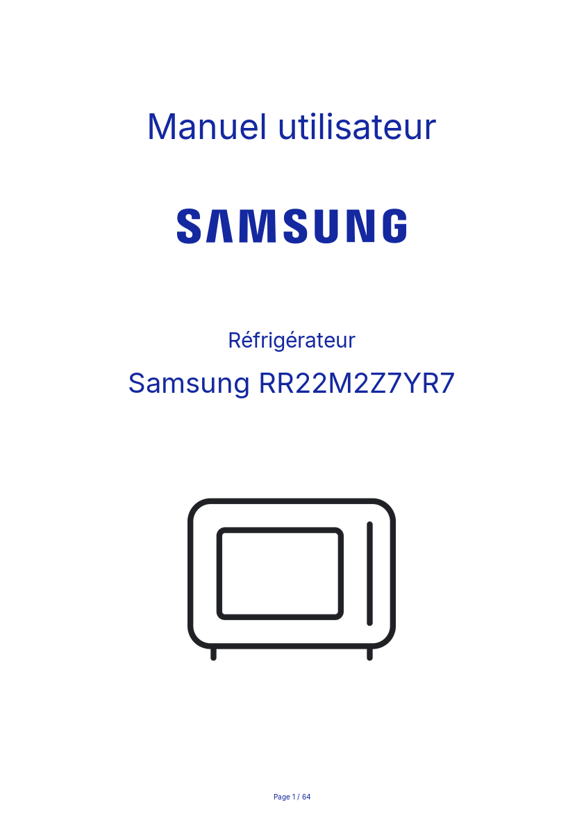 Page n°1 - Manuel utilisateur Samsung RR22M2Z7YR7