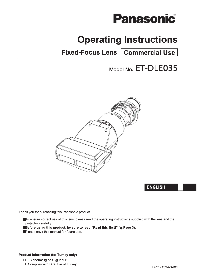 Page 1 de la notice Manuel utilisateur Panasonic ET-DLE035