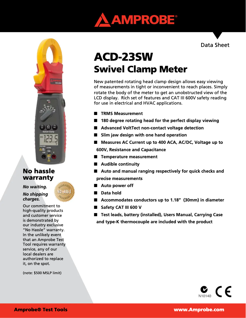 Page n°1 - Fiche technique Amprobe ACD-23SW