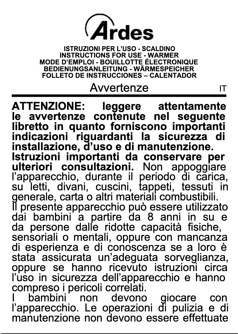 Page n°1 - Manuel utilisateur Ardes AR071