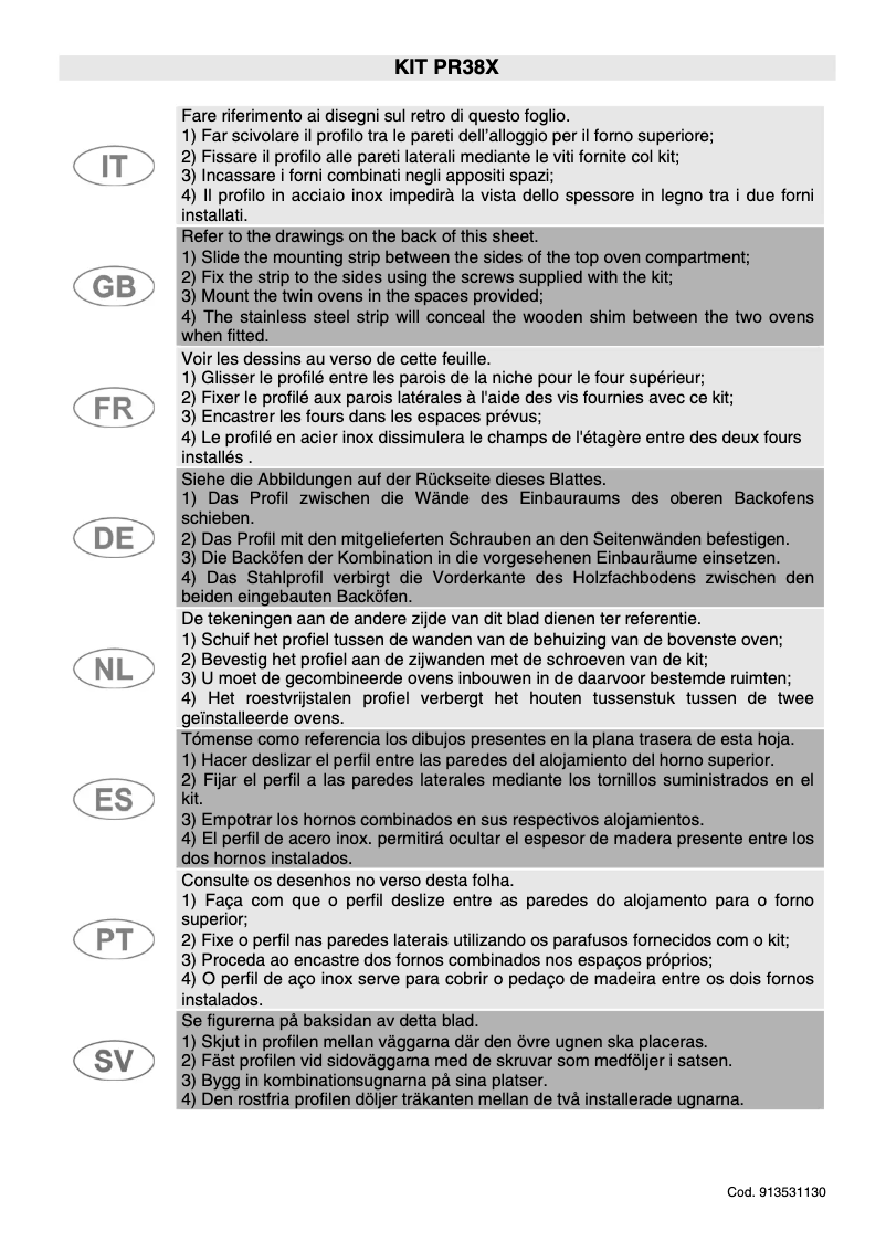 Página 1 del manual Manual de usuario Smeg PR3845X