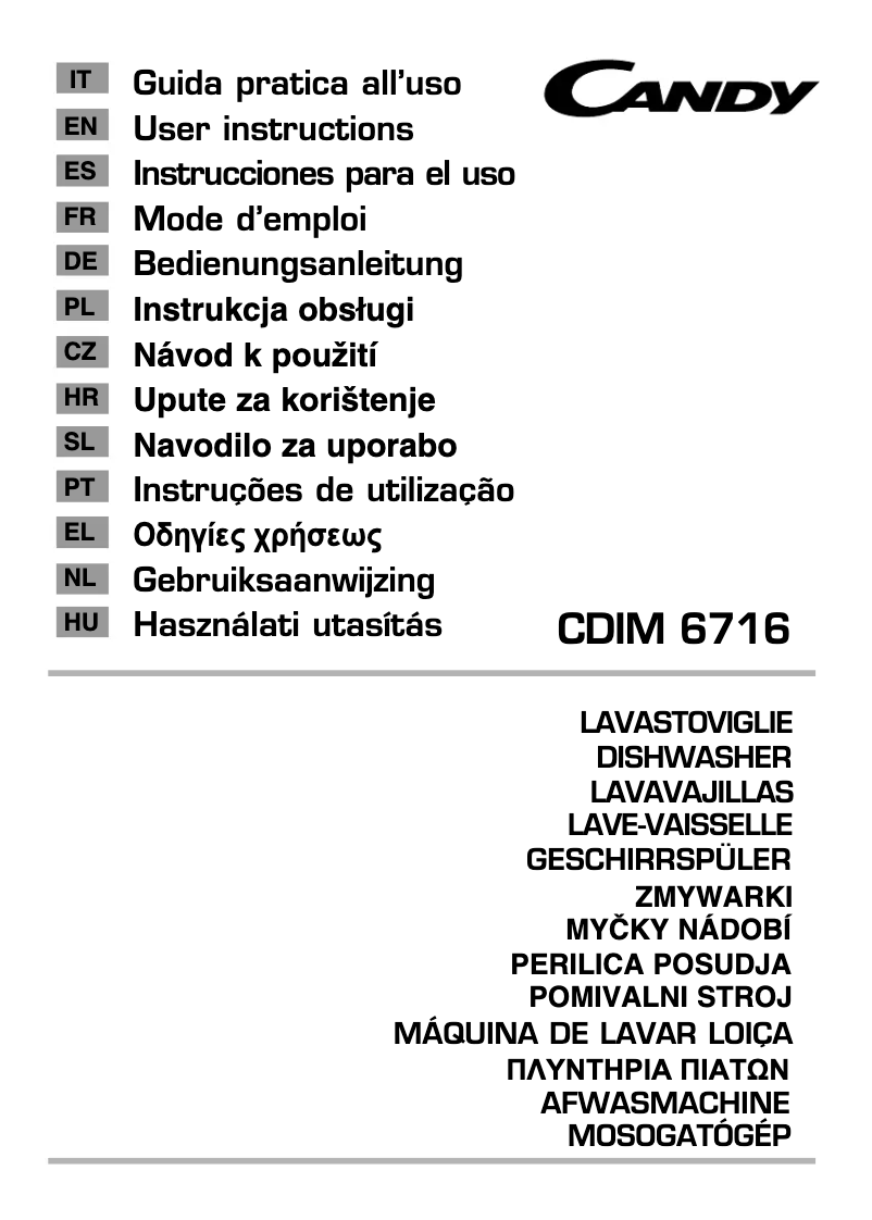 Page n°1 - Manuel utilisateur Candy CDIM 6716