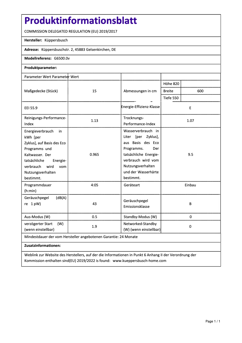 Image de la première page du manuel de l'appareil G6500.0v